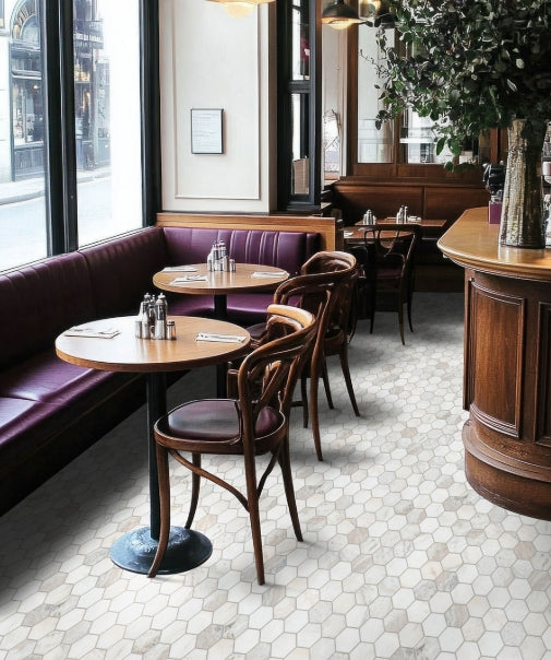 Arabescato Venato White 5" Hexagon Honed Tile