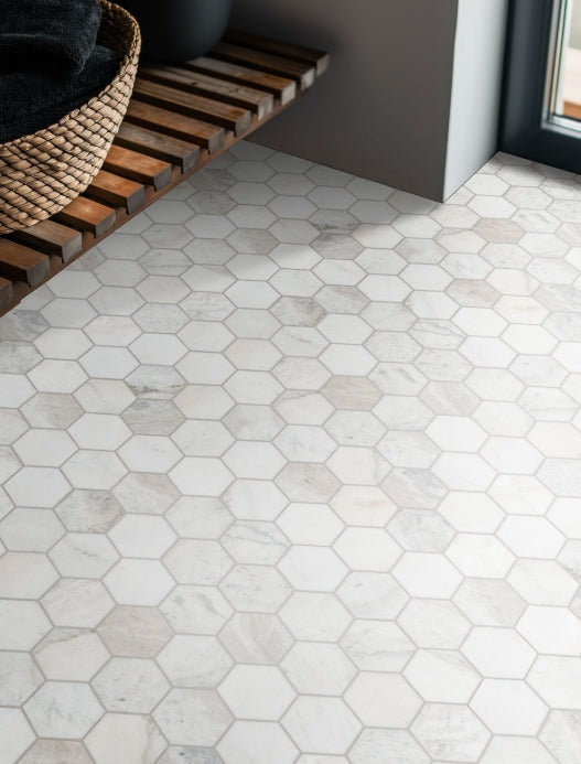 Arabescato Venato White 5" Hexagon Honed Tile