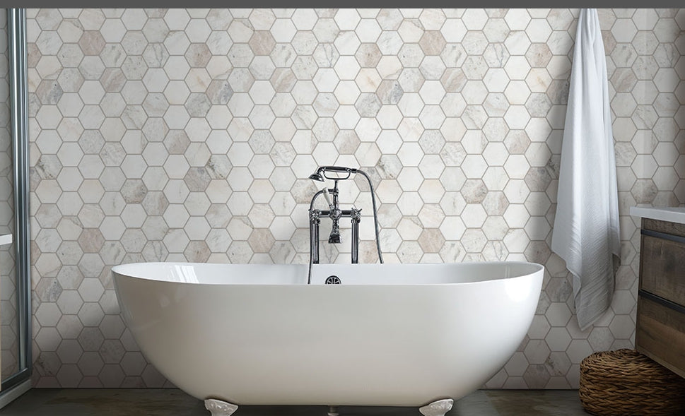 Arabescato Venato White 5" Hexagon Honed Tile