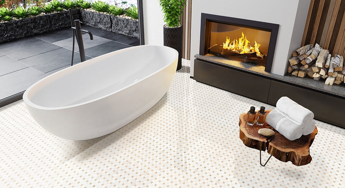 Bianco Dolomite Crema Dotty Pattern