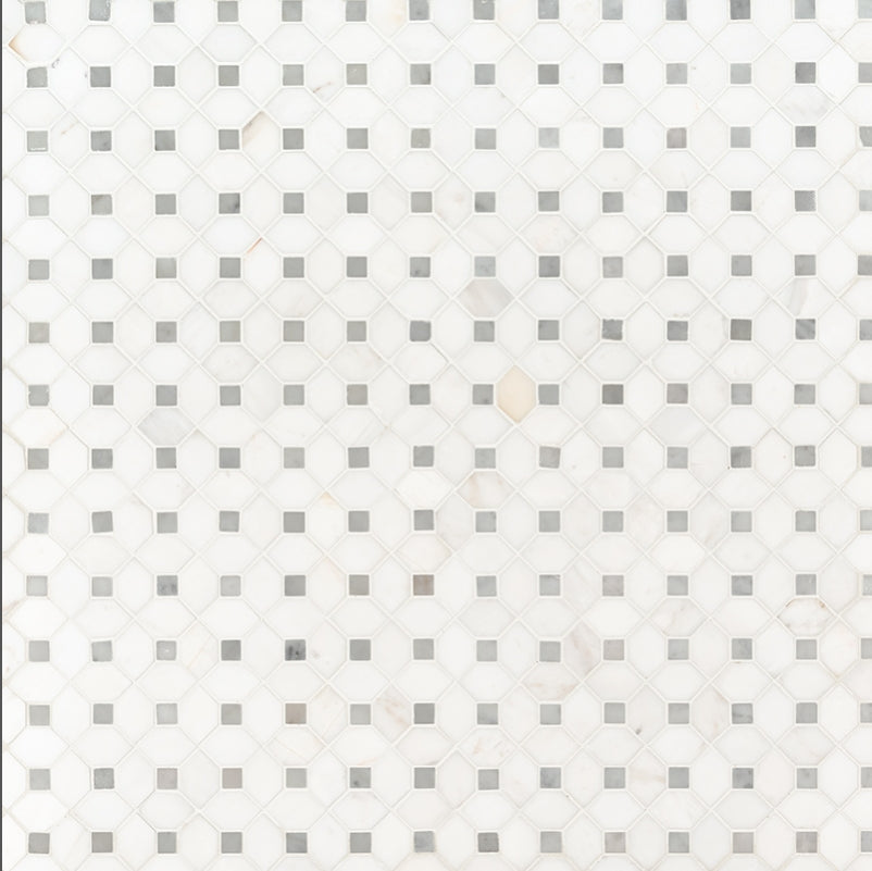 Bianco Dolomite Dotty Pattern Mosaic