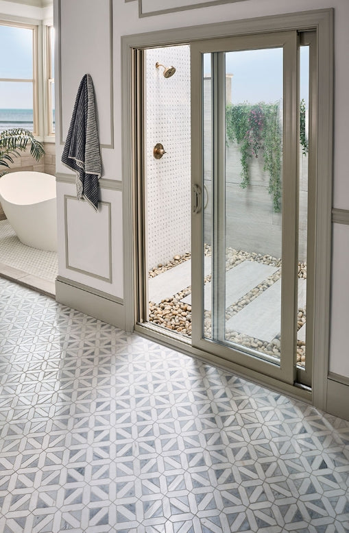 Bianco Dolomite Dotty Pattern Mosaic