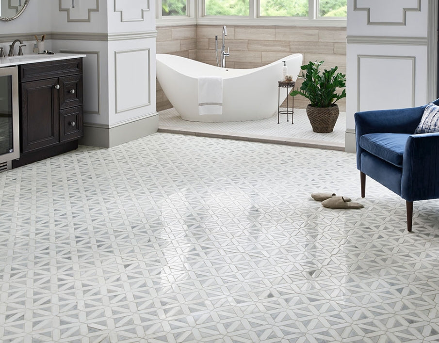Bianco Dolomite Dotty Pattern Mosaic
