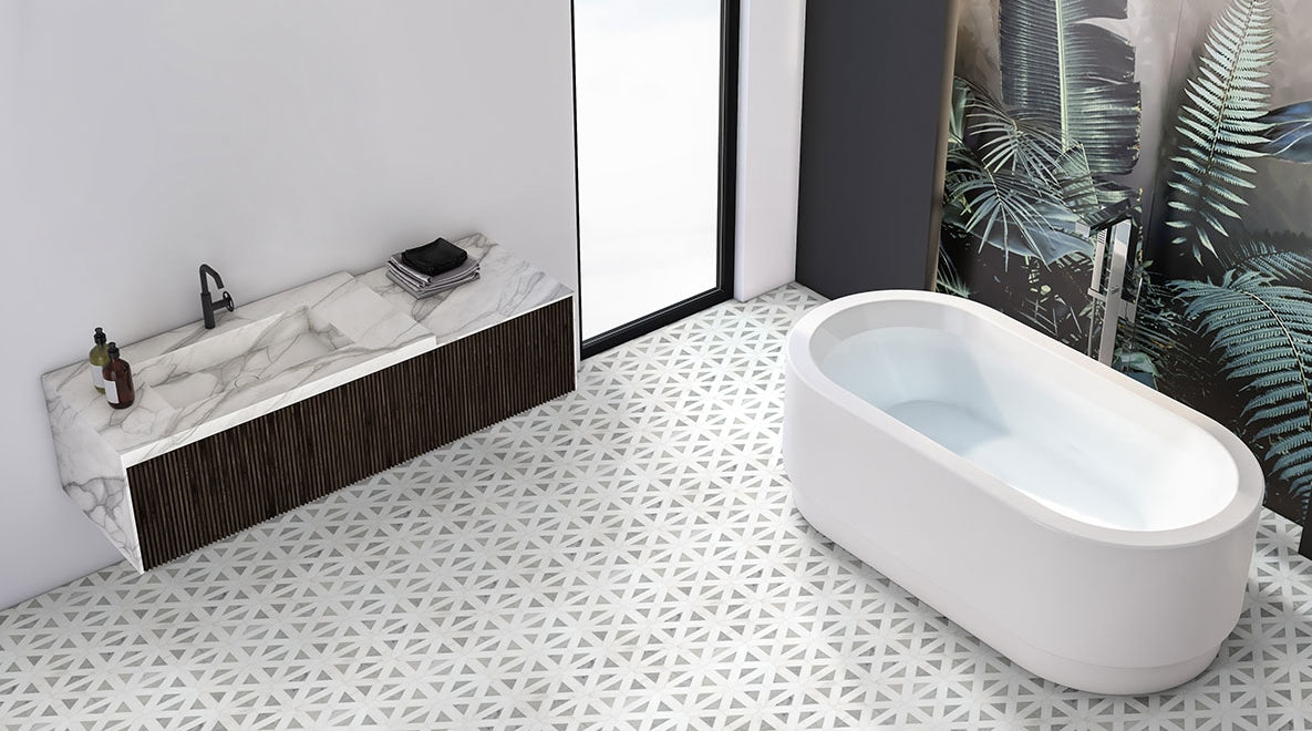 Bianco Dolomite Geometrica Tile