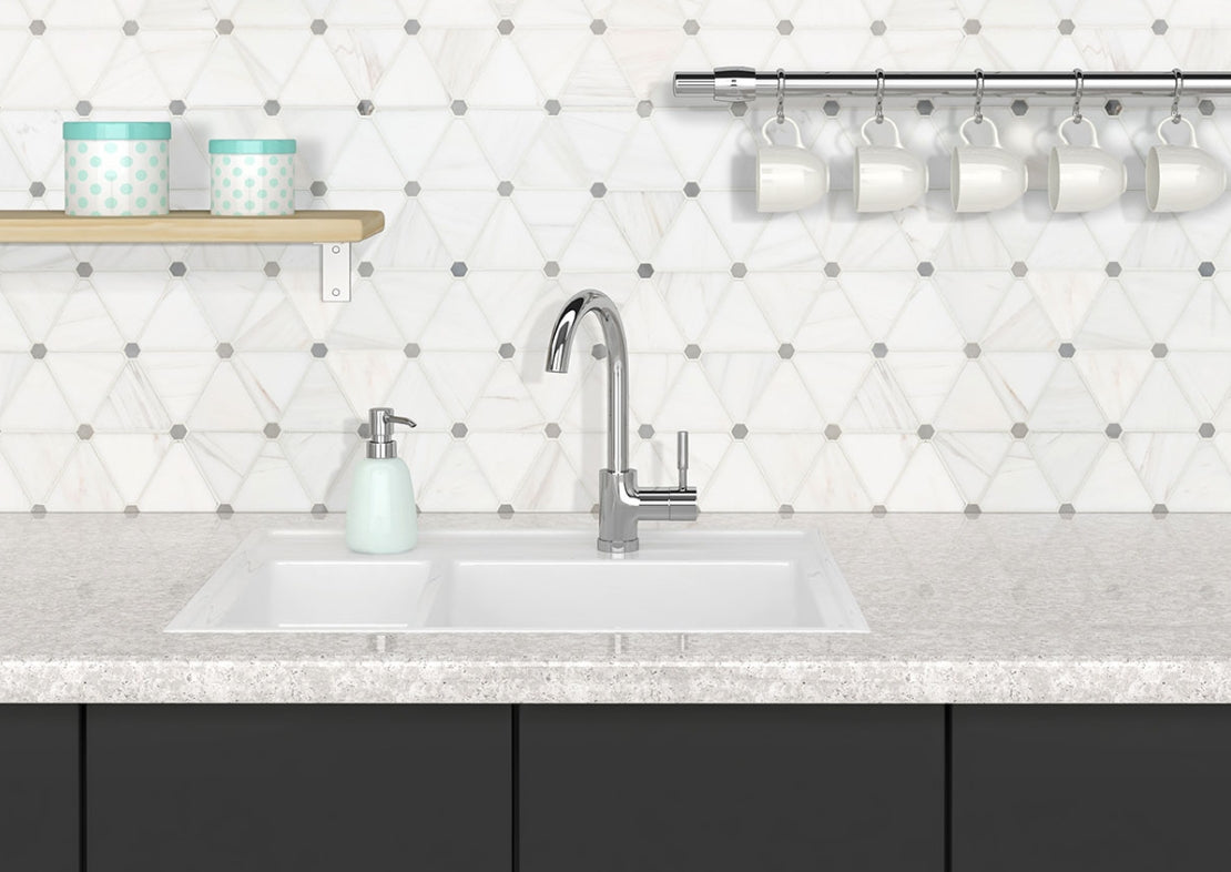 Bianco Dolomite Pinwheel Tile