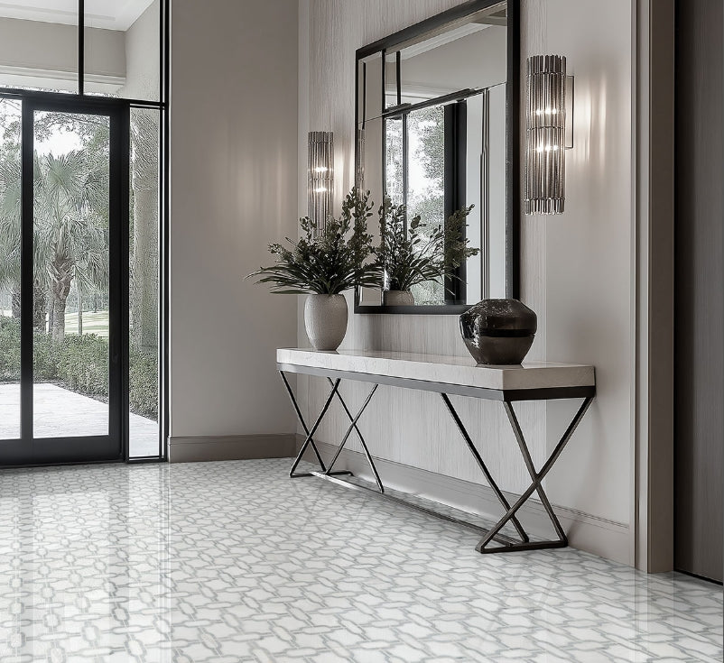 Bianco Gridwork Polished Tile