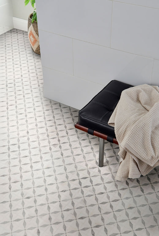 Bianco Starlite Marble Geometric Tile
