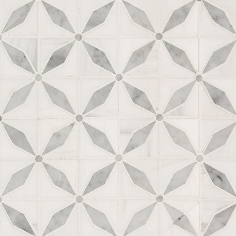 Bianco Starlite Marble Geometric Tile