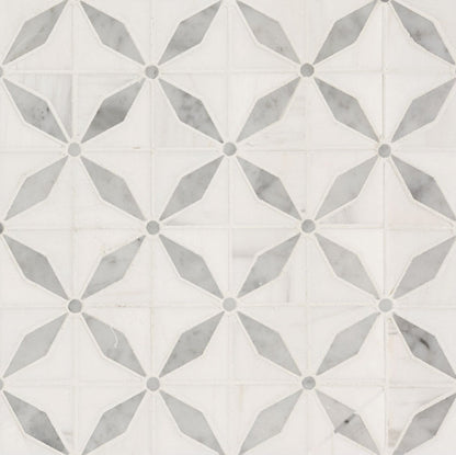 Bianco Starlite Marble Geometric Tile