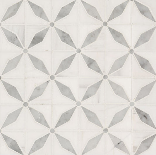 Bianco Starlite Marble Geometric Tile