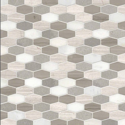 Bellagio Blend Elongated Hexagon Mosaic Tile