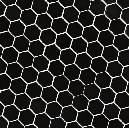 Black Matte Hexagon 2” Mosaic Tile
