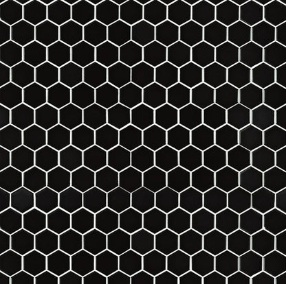 Black Matte Hexagon 2” Mosaic Tile