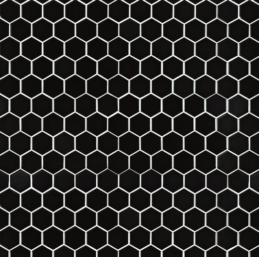 Black Matte Hexagon 2” Mosaic Tile