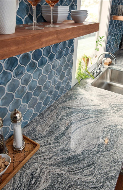 Blue Shimmer Arabesque Tile