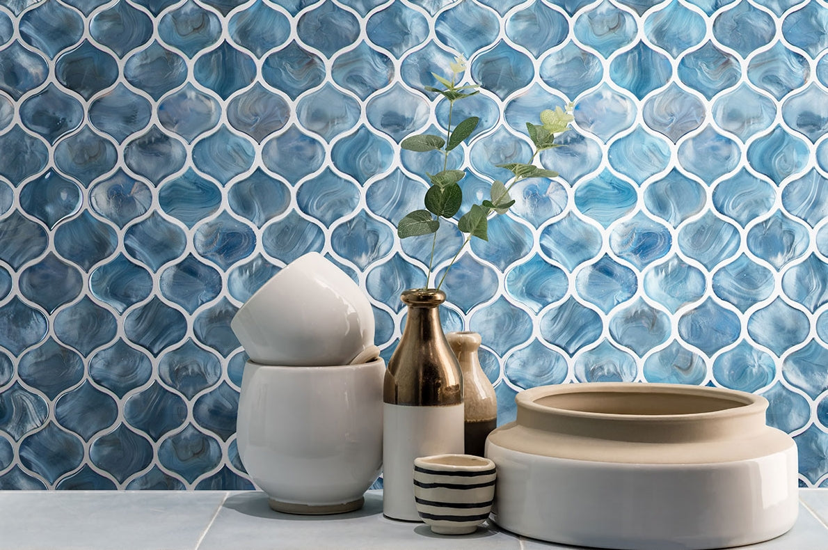Blue Shimmer Arabesque Tile