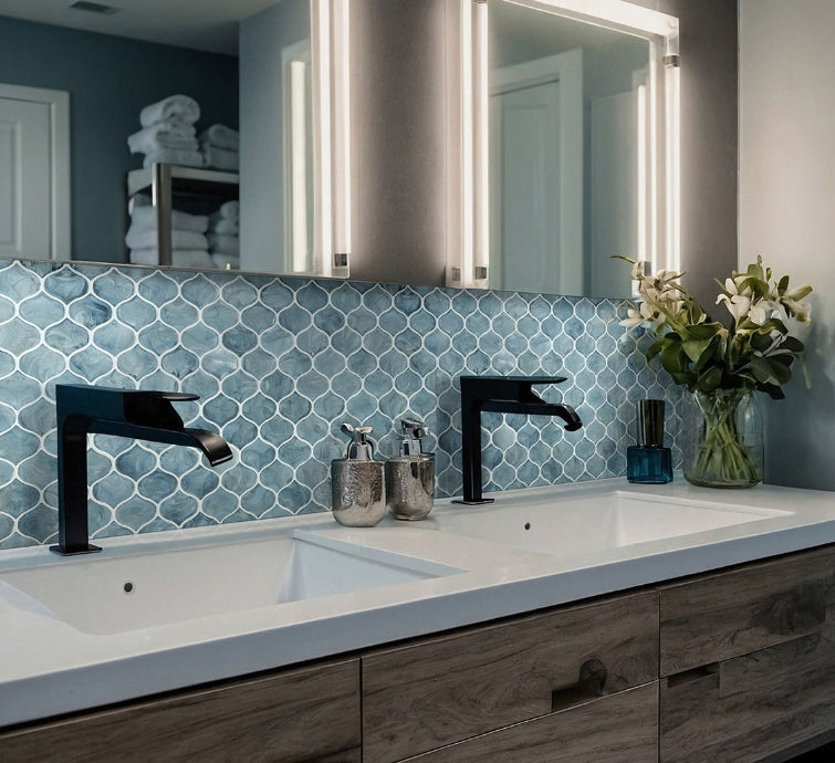 Blue Shimmer Arabesque Tile