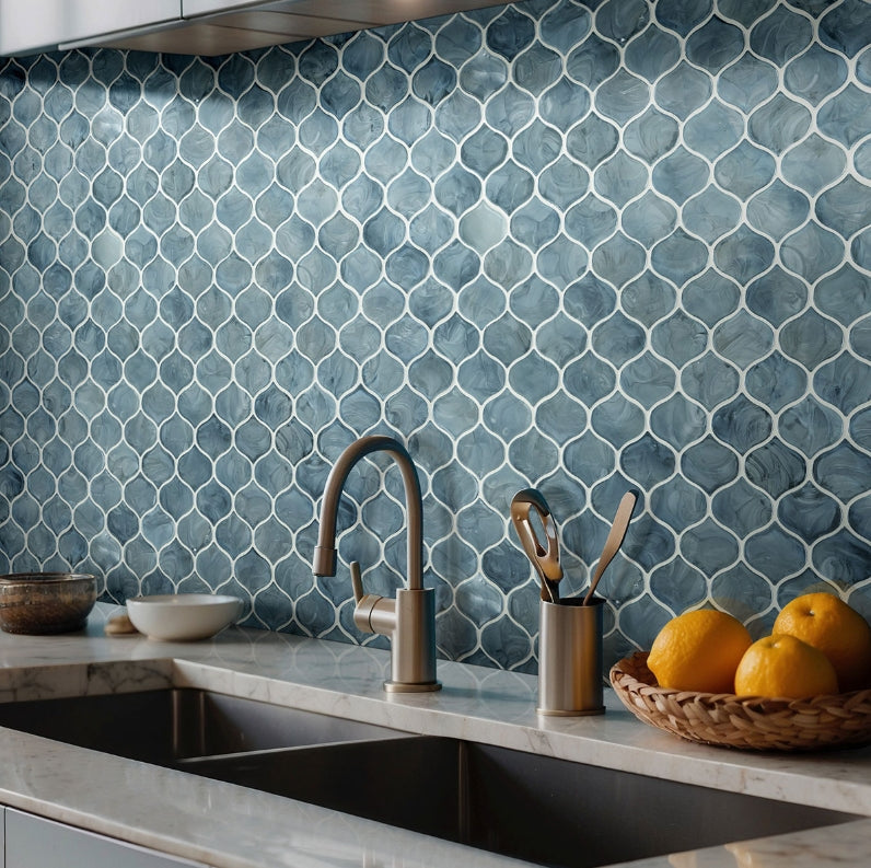 Blue Shimmer Arabesque Tile