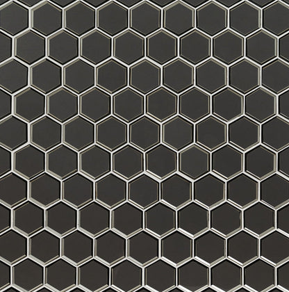 Metallic Gray Beveled 3” Hexagon Mosaic Tile
