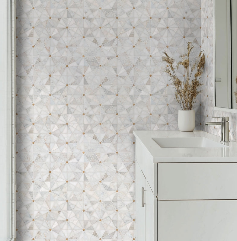 Luxor Elegante Pinwheel Gold Mosaic Tile