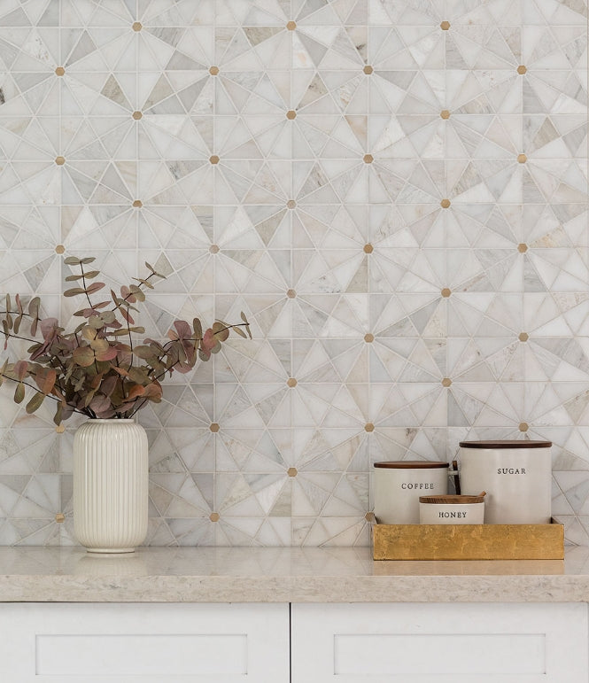 Luxor Elegante Pinwheel Gold Mosaic Tile