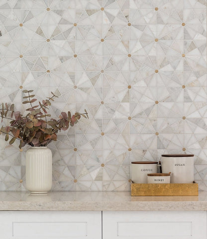 Luxor Elegante Pinwheel Gold Mosaic Tile