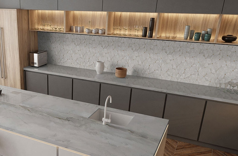 Luxor Elegante Pinwheel Gold Mosaic Tile