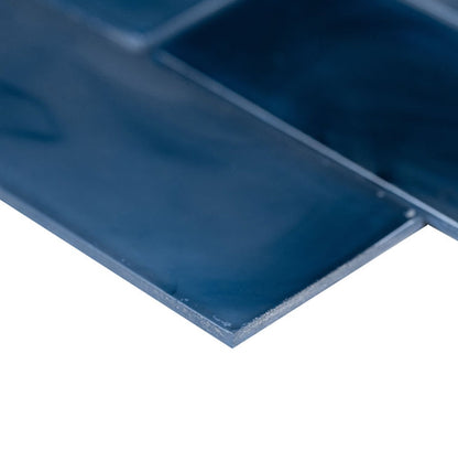 Blue Shimmer Glass Subway