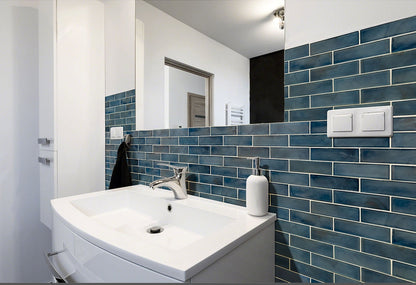 Blue Shimmer Glass Subway