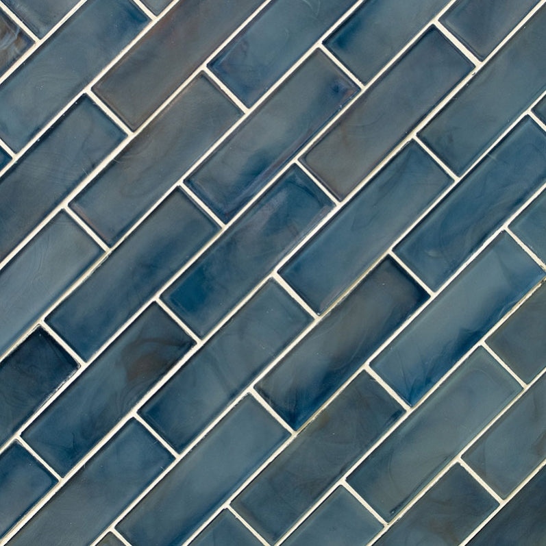 Blue Shimmer Glass Subway
