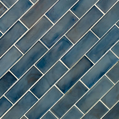 Blue Shimmer Glass Subway