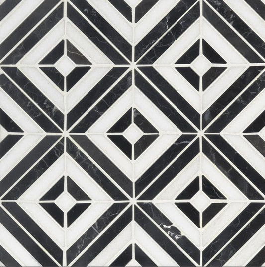 Rhombix Nero Geometric Tile