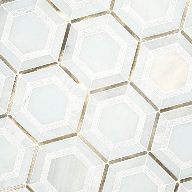 Luxor Medici Gold Pattern Mosaic Tile