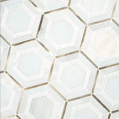 Luxor Medici Gold Pattern Mosaic Tile