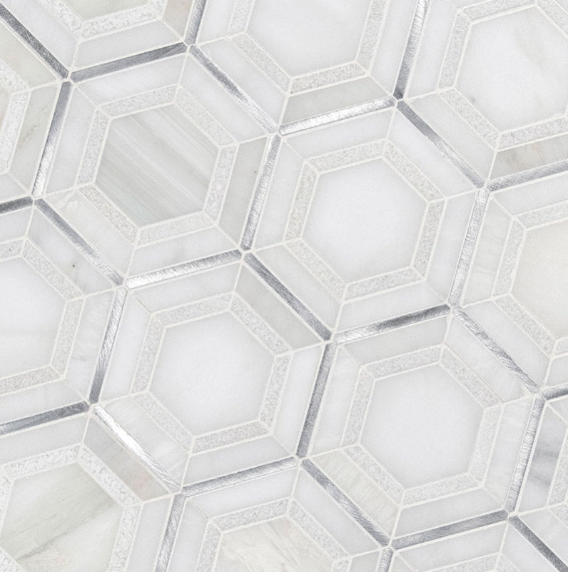 Luxor Medici Silver Pattern Mosaic Tile