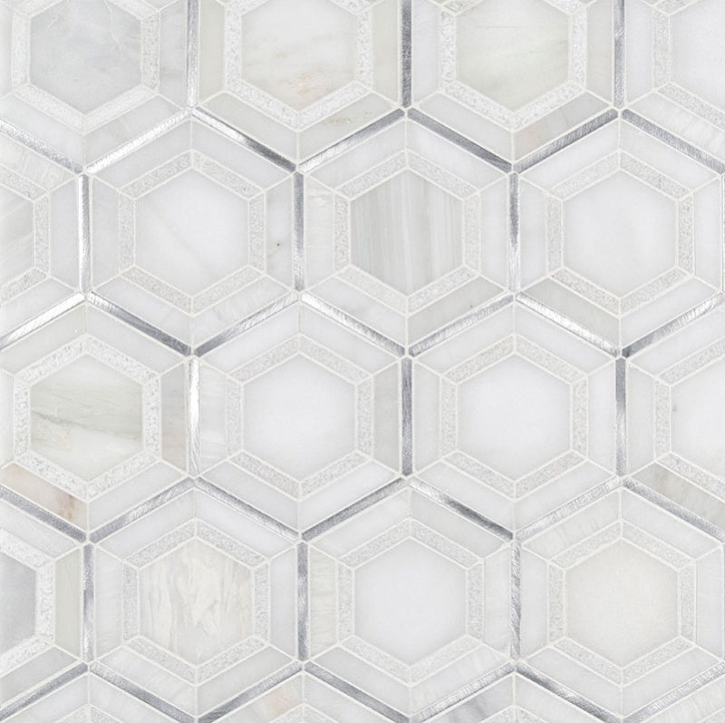 Luxor Medici Silver Pattern Mosaic Tile