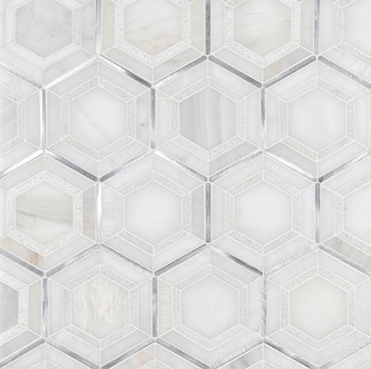 Luxor Medici Silver Pattern Mosaic Tile