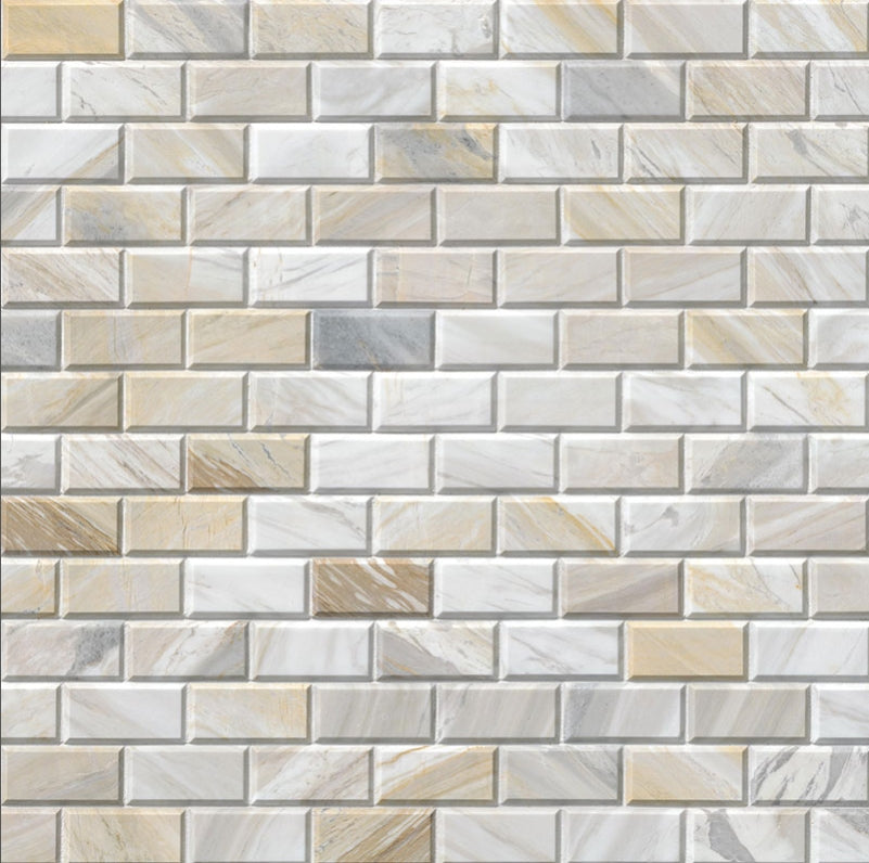 Athena Gold Beveled Tile 2x4