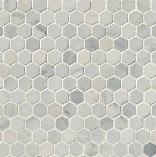 Arabescato Carrara 1” Hexagon Mosaic Tile