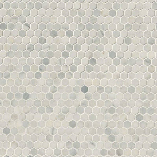 Arabescato Carrara 1” Hexagon Mosaic Tile
