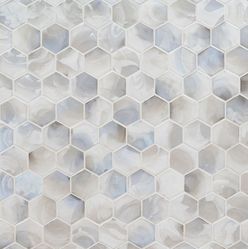 Akoya Pearl 3" Hexagon Mosaic Tile