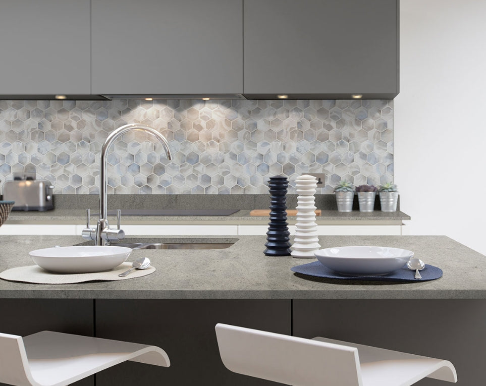 Akoya Pearl 3" Hexagon Mosaic Tile