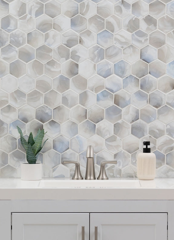 Akoya Pearl 3" Hexagon Mosaic Tile