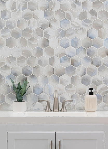 Akoya Pearl 3" Hexagon Mosaic Tile
