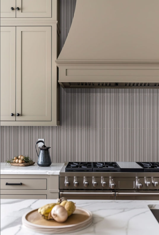 Folk Charcoal Fluted Tile