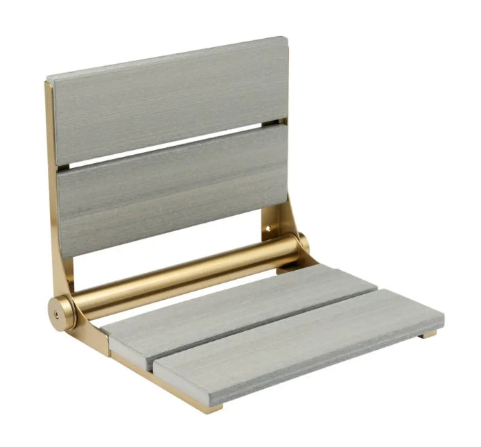 18″ Bilanx Shower Seat in Brushed Gold Finish.