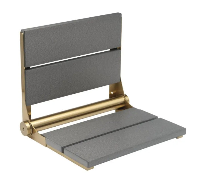 18″ Bilanx Shower Seat in Brushed Gold Finish.