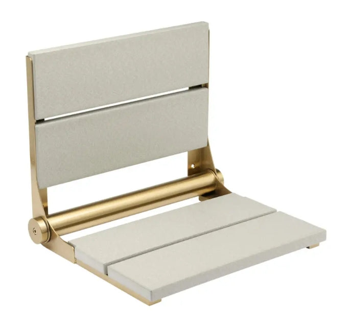 18″ Bilanx Shower Seat in Brushed Gold Finish.