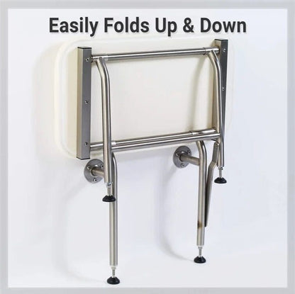 18″ White fold-up padded shower seat
