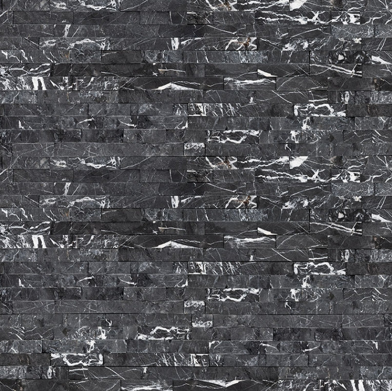Marquina Nero Stacked Stone – Rockmount™ Collection | Split Face Finish